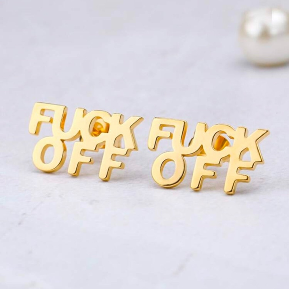 Gold Plated F-Off earrings